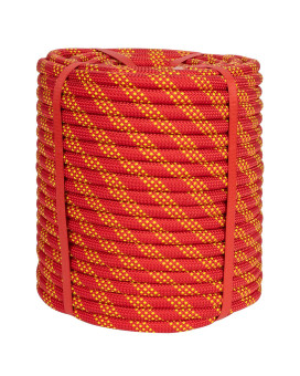 12 Inch Climbing Rope 200 Ft Red 48 Strands Tree Climbing 12In Arborist Rope Rappelling Rope Static Nylon Polyester Braided