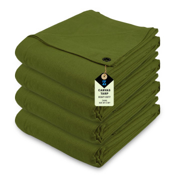 Zuperia 4 Pack Canvas Tarp 6 X 8 Ft 24 Mil With Rustproof Grommets Water Resistant Heavy Duty Multipurpose Tarpaulin Cove