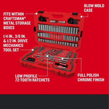 Craftsman Mechanics Tool Set 14 And 38 Inch Drive 189 Piece Cmmt12134