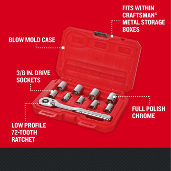 Craftsman Mechanics Tool Set Metric 38 Inch Drive 10 Piece Cmmt34564