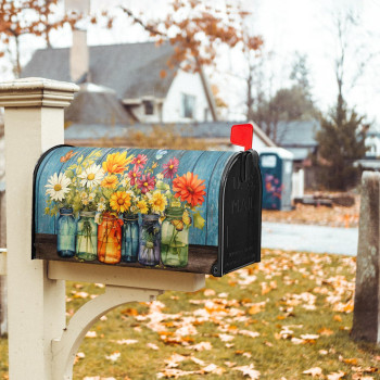 Farm Fresh Colorful Flowers Spring Mailbox Covers Magnetic Standard Size 255 X 21 Blue Rustic Mailbox Wraps Post Letter Box