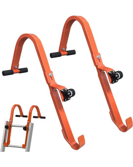 Roof Ladder Hook 2 Pack Ladder Stabilizer Heavy Duty Steel 500 Lbs Weight Ratin Roof Ridge Extension With Wheel For Safe And