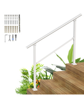 4 Steps Handrails For Outdoor Steps Heavy Duty Metal Handrail White Wrought Iron Railing For Wooden Steps Handrails For Concrete