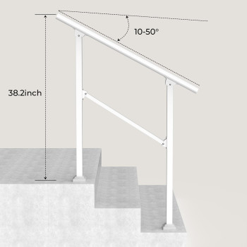 4 Steps Handrails For Outdoor Steps Heavy Duty Metal Handrail White Wrought Iron Railing For Wooden Steps Handrails For Concrete