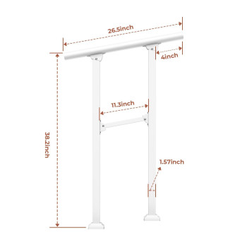 2 Steps Handrails For Outdoor Steps Heavy Duty Metal Handrail White Wrought Iron Railing For Wooden Steps Handrails For Concrete