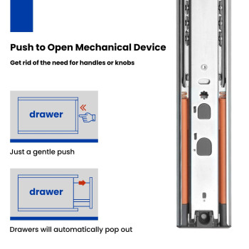 Lontan 10 Pairs 22 Inch Push To Open Soft Close Drawer Slides Dresser Drawer Slides Heavy Duty Drawer Slides Metal Ball Bearing