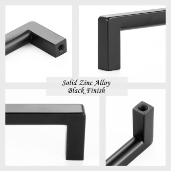 Askano Pack Of 5 712 Inch Hole Centers Black Square Bar Kitchen Cabinet Pull Handle Zp2401 Solid Hardware For Drawer Dres