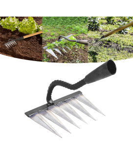 Garden Rake Gardening Tools Heavy Duty Rake With 6 Metal Tines Sharp Durable Garden Weeding Tools All Steel Hardened Hoe Garde