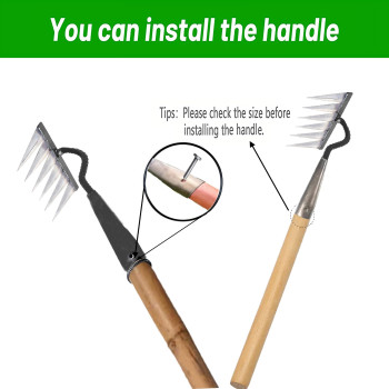 Garden Rake Gardening Tools Heavy Duty Rake With 6 Metal Tines Sharp Durable Garden Weeding Tools All Steel Hardened Hoe Garde