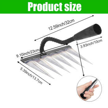 Garden Rake Gardening Tools Heavy Duty Rake With 6 Metal Tines Sharp Durable Garden Weeding Tools All Steel Hardened Hoe Garde