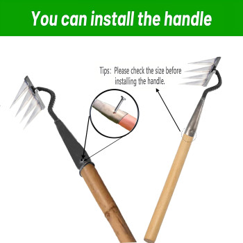 Garden Rake Gardening Tools Heavy Duty Rake With 4 Metal Tines Sharp Durable Garden Weeding Tools All Steel Hardened Hoe Garde