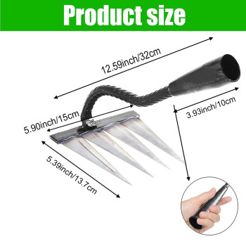 Garden Rake Gardening Tools Heavy Duty Rake With 4 Metal Tines Sharp Durable Garden Weeding Tools All Steel Hardened Hoe Garde