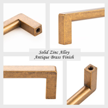 Askano Pack Of 20 5 Inch Hole Centers Antique Brass Square Bar Kitchen Cabinet Pull Handle Zp2401 Solid Hardware For Drawer