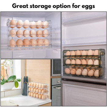 Xcx Egg Holder For 36 Eggs Egg Storage For Refrigerator Pet Egg Container For Kitchen Countertop Egg Dispenser Egg Tray Gre