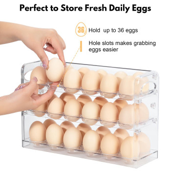 Xcx Egg Holder For 36 Eggs Egg Storage For Refrigerator Pet Egg Container For Kitchen Countertop Egg Dispenser Egg Tray Gre