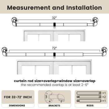 Somins Bronze Curtain Rods Curtain Rods For Windows 32 To 72 1 Inch Pipe Curtain Rods Wrap Around Curtain Rods For Bedroom I