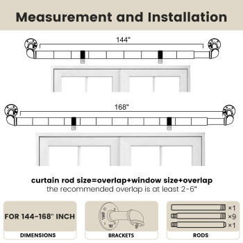 Somins Heavy Duty Curtain Rods Bronze Curtain Rods For Windows 144 To 168 1 Inch Industrial Pipe Curtain Rods Ceiling Mountw