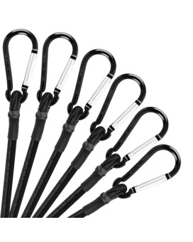 Carabiner Bungee Cords 18 Inch Black Bungee Cords With Hooks 13 Inch Thick Heavy Duty Bungee Cords Carabiner Straps For Camping