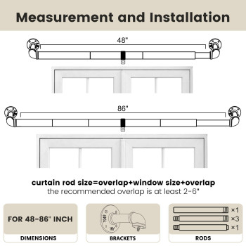 Somins Bronze Curtain Rods Curtain Rods For Windows 48 To 84 1 Inch Curtain Rods For Ceiling Mountwall Mount Blackout Curtai