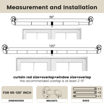 Somins Curtain Rods For Windows 66 To 120 Bronze Industrial Curtain Rods 1 Inch Diameter Adjustable Wrap Around Curtain Rods F
