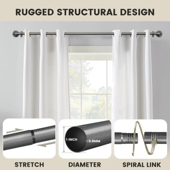 Somins Heavy Duty Curtain Rods Curtain Rods For Windows 144 To 168 1 Inch Industrial Pipe Curtain Rods Ceiling Mountwall Mou