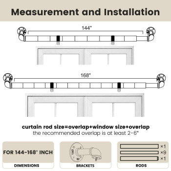 Somins Heavy Duty Curtain Rods Curtain Rods For Windows 144 To 168 1 Inch Industrial Pipe Curtain Rods Ceiling Mountwall Mou