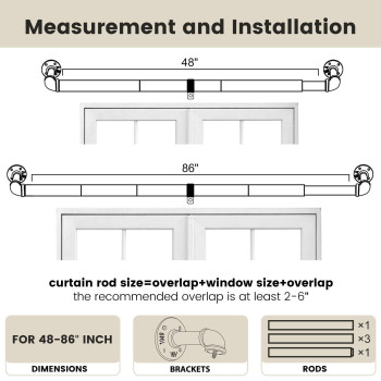 Somins Curtain Rods For Windows 48 To 84 Industrial Drapery Rods 1 Inch Curtain Rods For Ceiling Mountwall Mount Blackout Cu