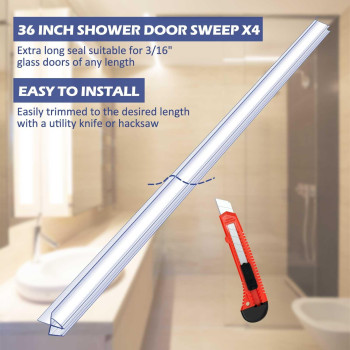 Frienda 4 Pcs Shower Door Bottom Seal 316 X 36 Clear Pvc Glass Shower Door Sweep Soft Frameless Shower Door Seal Strip For