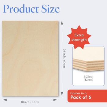 Baltic Birch Plywood 18 X 24 X 12 Inch 12 Mm Craft Wood Pack Of 6 Bbb Grade Stronger Than Basswood Sheets Or Balsa Wood P