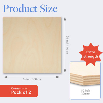 Baltic Birch Plywood 24 X 24 X 12 Inch 12 Mm Craft Wood Pack Of 2 Bbb Grade Stronger Than Basswood Sheets Or Balsa Wood P