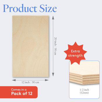 Baltic Birch Plywood 12 X 20 X 12 Inch 12 Mm Craft Wood Pack Of 12 Bbb Grade Stronger Than Basswood Sheets Or Balsa Wood