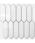 Vamos Tile Glossy White Backsplash Tile Peel And Stick 128 X 128 Inch 10 Sheets Long Hexagon Pvc Self Adhesive Mosaic Wall Ti