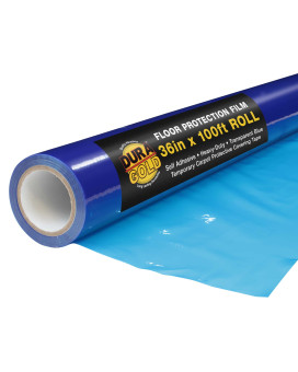 Duragold Floor Protection Film 36Inch X 100 Roll Blue Self Adhesive Temporary Floor Covering Protect Flooring From Foot T