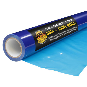 Duragold Floor Protection Film 36Inch X 100 Roll Blue Self Adhesive Temporary Floor Covering Protect Flooring From Foot T