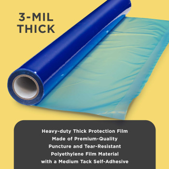 Duragold Floor Protection Film 36Inch X 100 Roll Blue Self Adhesive Temporary Floor Covering Protect Flooring From Foot T