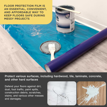 Duragold Floor Protection Film 36Inch X 200 Roll Blue Self Adhesive Temporary Floor Covering Protect Flooring From Foot T