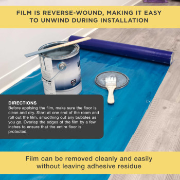 Duragold Floor Protection Film 36Inch X 200 Roll Blue Self Adhesive Temporary Floor Covering Protect Flooring From Foot T