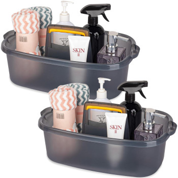 Large Cleaning Supplies Caddy Portable Shower Basket Supply Organizer With Handle Plastic Bucket Tool Storage For Bathroom Bedr