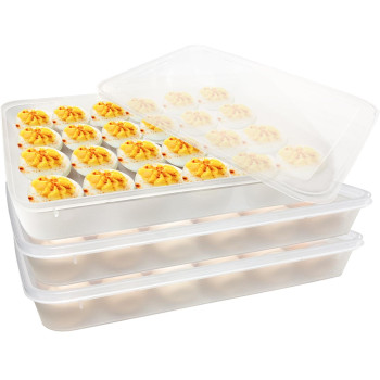 Jgalnim 3Pack Egg Trays Deviled Egg Containers With Lid Egg Container Carrier Refrigerator Portable Egg Trays For 72 Eggs Storge