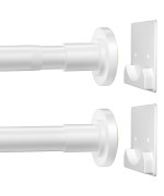 Corklatta White Shower Curtain Rod 1 Inch Diameter Stainless Steel Adjustable Spring Tension Rods 32 To 80 With Holders Antis