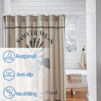 Corklatta White Shower Curtain Rod 1 Inch Diameter Stainless Steel Adjustable Spring Tension Rods 32 To 80 With Holders Antis