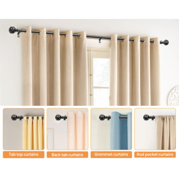 Curtain Rods 2 Pack 66 To 120 Inch Hotozon Black Curtain Rods For Windows 34 Inch Single Drapery Rod With Netted Finials