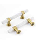 Rergy 10 Pack Gold Cabinet Handles White Marble Cabinet Pulls 3 Inch Kitchen Cabinet Pulls Gold Handles For Cabinets Goldmarble