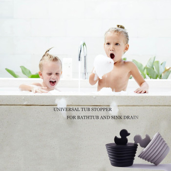 Universal Tub Drain Stopper 2Pcs For Bathtub And Bathroom Sink Drains Black And Gray