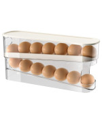 Zejlo Egg Holder For Refrigerator Spacesaving Rolling Eggs Dispenser For Refrigerator Storage Made Of Sturdy Clear Pte Mater