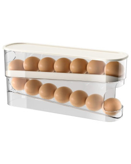 Zejlo Egg Holder For Refrigerator Spacesaving Rolling Eggs Dispenser For Refrigerator Storage Made Of Sturdy Clear Pte Mater