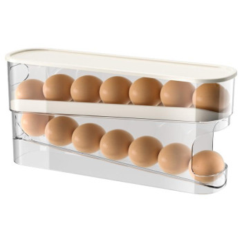 Zejlo Egg Holder For Refrigerator Spacesaving Rolling Eggs Dispenser For Refrigerator Storage Made Of Sturdy Clear Pte Mater