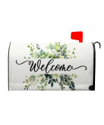 Welcome Spring Mailbox Covers Magnetic Standard Size 18 X 21 Green Eucalyptus Leaf Wreath Mailbox Wraps Post Letter Box Cove