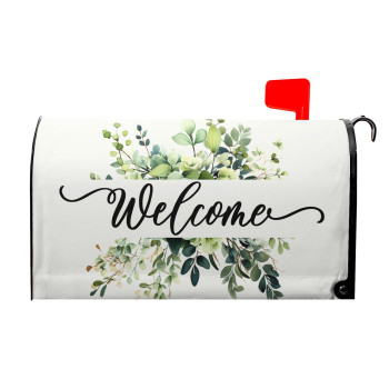 Welcome Spring Mailbox Covers Magnetic Standard Size 18 X 21 Green Eucalyptus Leaf Wreath Mailbox Wraps Post Letter Box Cove