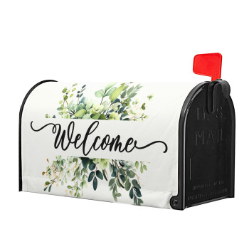 Welcome Spring Mailbox Covers Magnetic Standard Size 18 X 21 Green Eucalyptus Leaf Wreath Mailbox Wraps Post Letter Box Cove